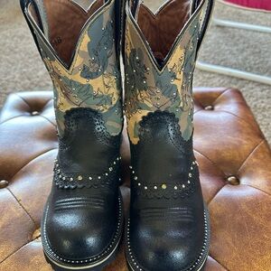 Ariat Black and Camouflage Western Boots